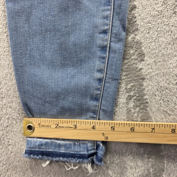 Good American Jeans Womens 6 28 Blue Distressed Raw Hem High Rise Skinny Stretch - Picture 11 of 11